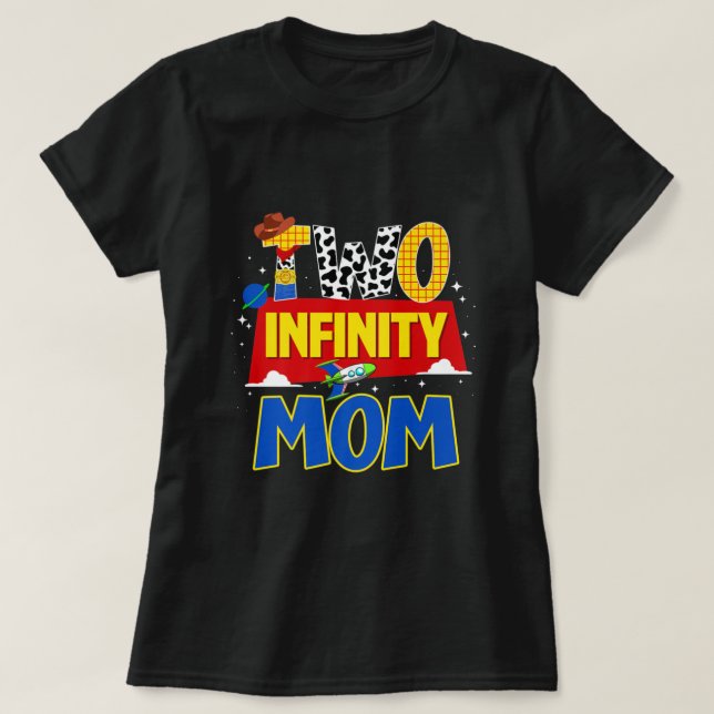 Cowboy Mama zwei Unendlichkeit und über die Geburt T-Shirt (Design vorne)