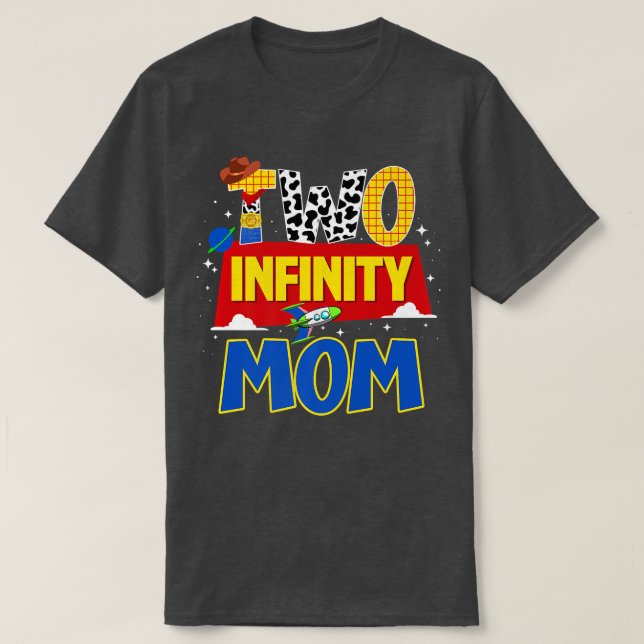 Cowboy Mama zwei Unendlichkeit und über die Geburt T-Shirt (Design vorne)