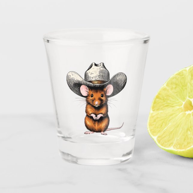 Cowboy Maus, Country Mouse Schnapsglas (Vorderseite)
