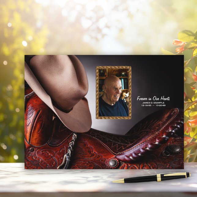 Cowboy Memorial Funeral Livre d'or (Cowboy hat and saddle memorial guest book. )
