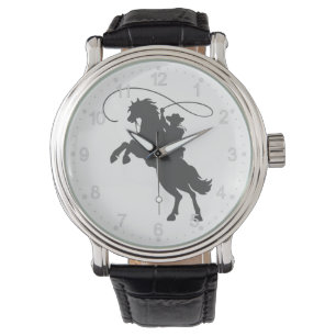 Cowboy mit Brillenreiten aufziehen Armbanduhr
