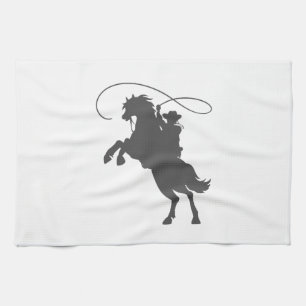 Cowboy mit Brillenreiten aufziehen Geschirrtuch