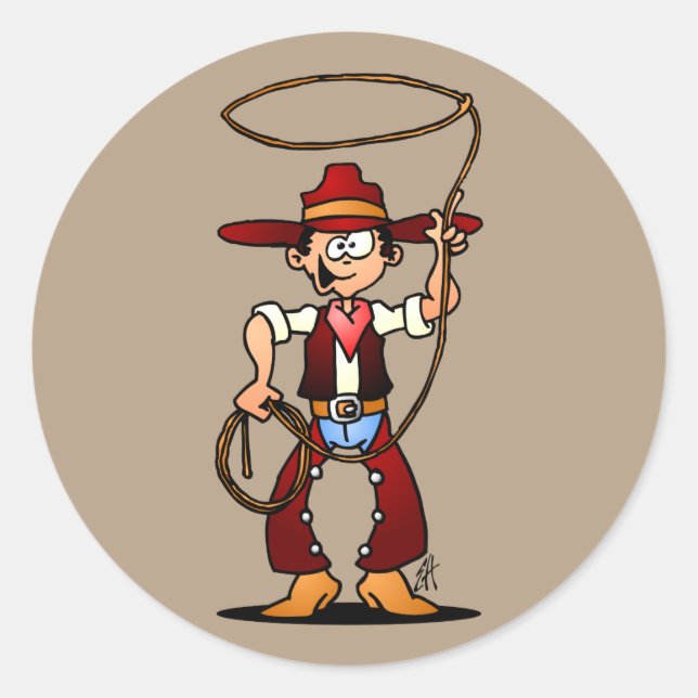 Cowboy mit einer Brille Runder Aufkleber (Vorderseite)
