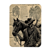 Cowboy mit Pferdeillustrierung Western Art