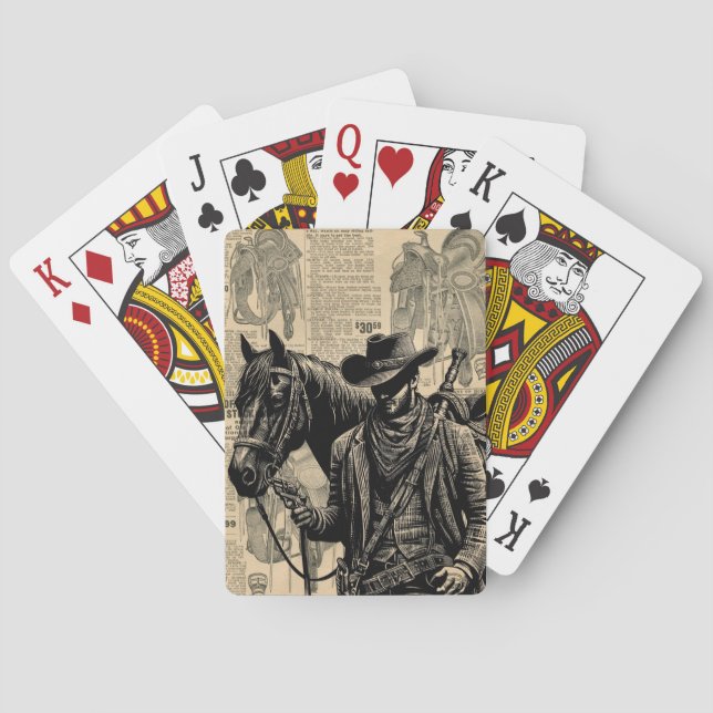 Cowboy mit Pferdesattel Western Art Spielkarten (Rückseite)