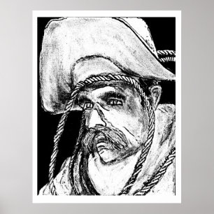 Cowboy mit Rope B&W 2 Gibney The MUSEUM Zazzle Poster