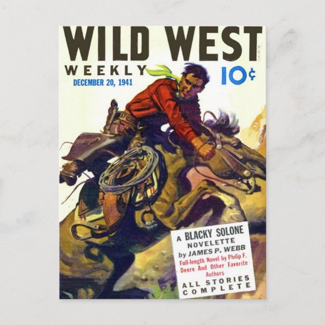 Cowboy mit wildem Buckpferd Postkarte (Vorderseite)