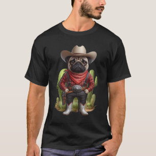 Cowboy Mops Dog Funny Western Outfit Red Mops Cowb T-Shirt