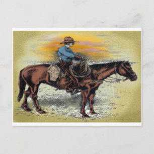 Cowboy n Sunset Postkarte