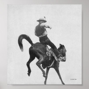Cowboy Ned geheimnistuerisches Reitwildes Pferd Poster