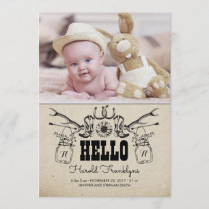 Cowboy Newborn Baby Foto Geburtserklärung Ankündigung