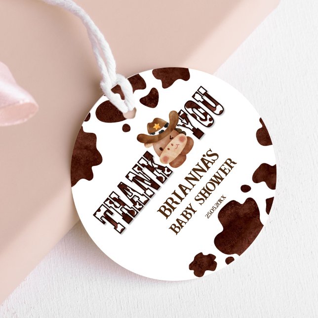 Cowboy niedliches Kinderpferd Western Babydusche Geschenkanhänger (Cowboy cute baby horse western baby shower thank you favor tags cow pattern horses ranch themed)