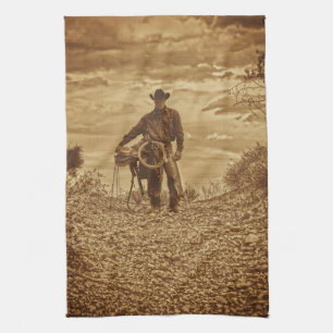 Cowboy occidental de serviette de cuisine de