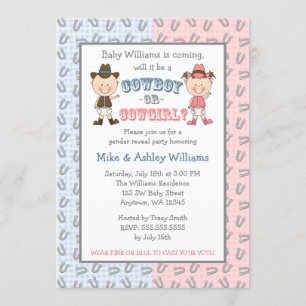 Cowboy-oder Cowgirl-Geschlecht decken Party auf Einladung