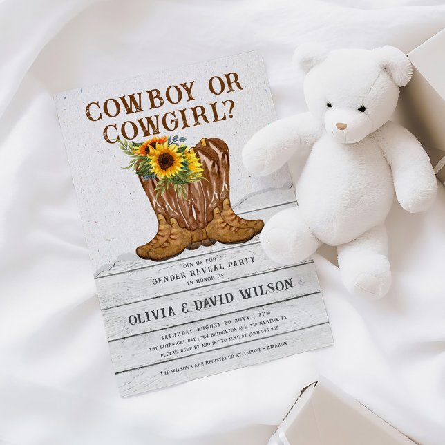 Cowboy oder Cowgirl Western Gender Reveal Einladung (Von Creator hochgeladen)