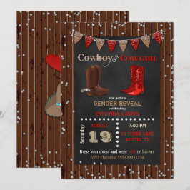 Cowboy oder Cowgirl Western Gender Reveal Red Brow Einladung