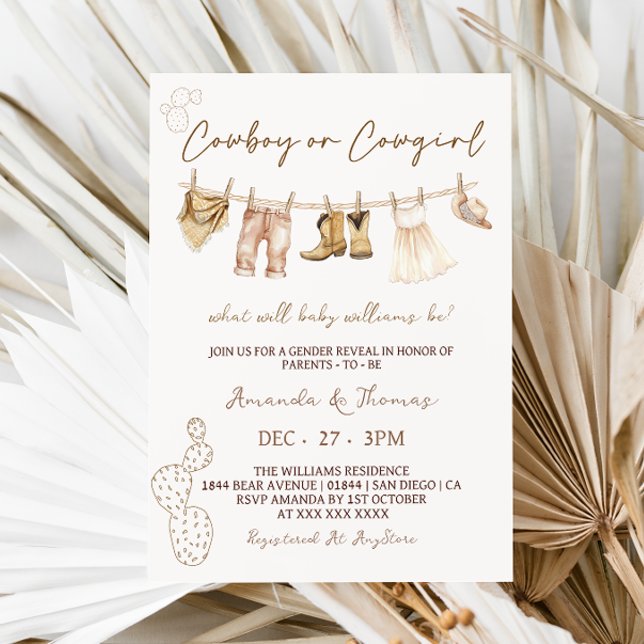 Cowboy oder Cowgirl Western Gender Reveve Einladun Einladung (Von Creator hochgeladen)