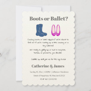 Cowboy oder Girl Boots Balet Gender Reveal Einladung