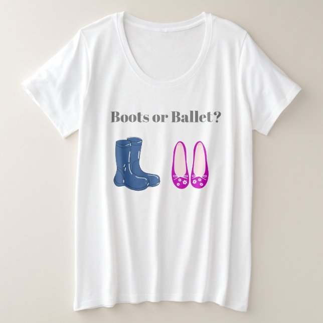 Cowboy oder Girl Boots Balet Gender Reveal Große Größe T-Shirt (Design vorne)