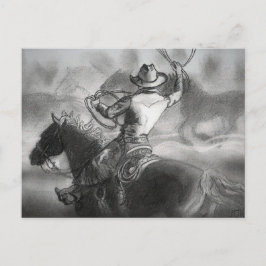 Cowboy on Horse Artwork Postkarte