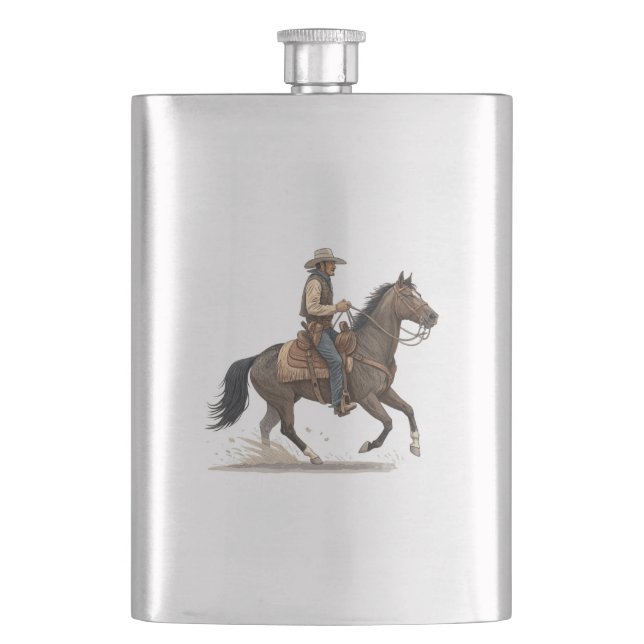 Cowboy On Horse Flachmann (Vorderseite)