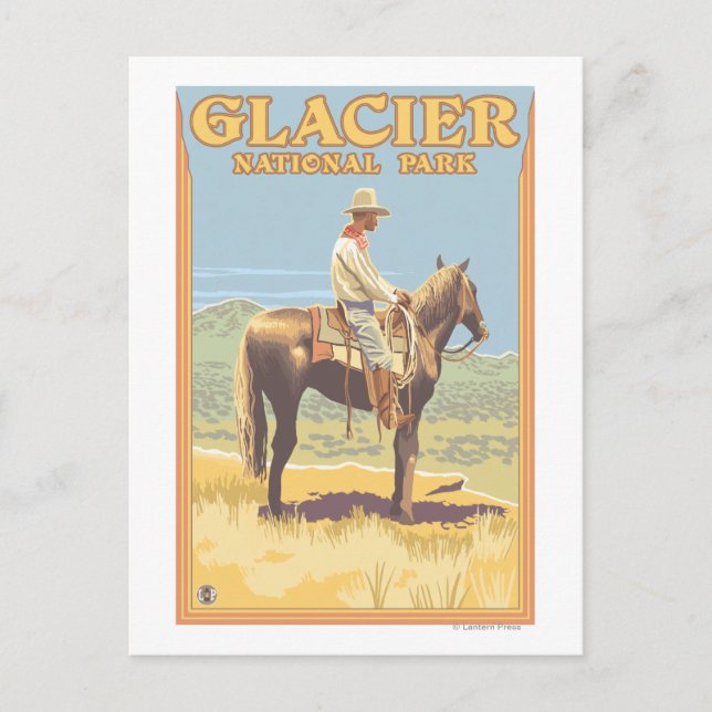 Cowboy on Horseback - Glacier National Park, Postkarte (Vorderseite)