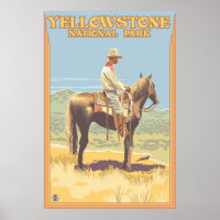 Cowboy on Horseback - Yellowstone Nationalpark