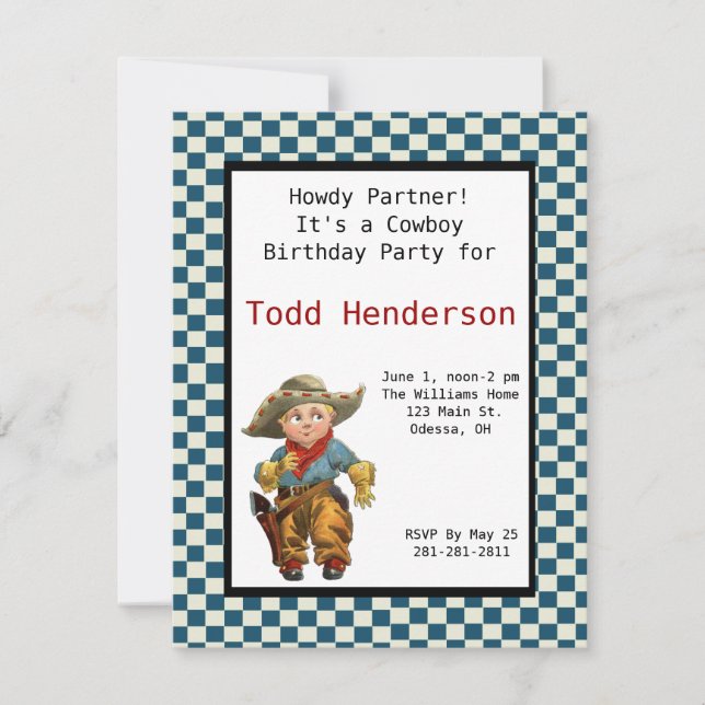 Cowboy-Party Einladung (Vorderseite)