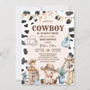Cowboy Pattern Wild West Baby Dusche Einladung