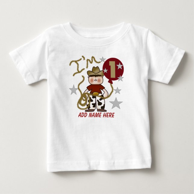 Cowboy personnalisé 1er Tshirt d'anniversaire (Devant)