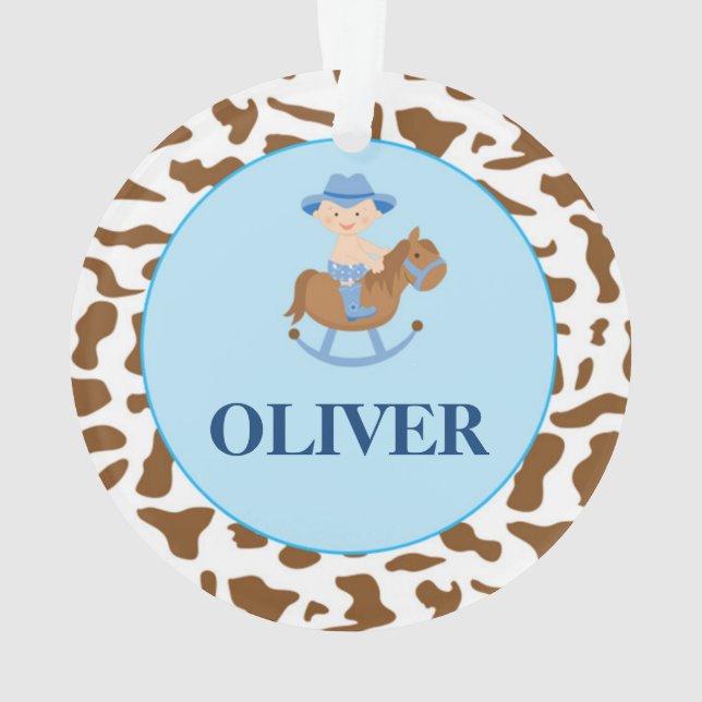 Cowboy personnalisé d'ornement de Noël de garçon (dos)