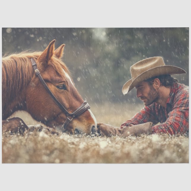 Cowboy & Pferd auf der Nase zum Nasen Seidenpapier (Vorderseite)
