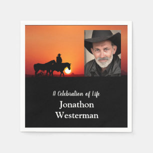 Cowboy-Pferd bei Sonnenuntergang Feier des Lebens Serviette