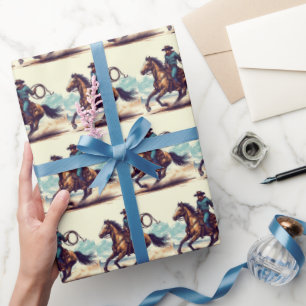 Cowboy-Pferd-Geschenkpapier, Western-Geschenkverpa Geschenkpapier