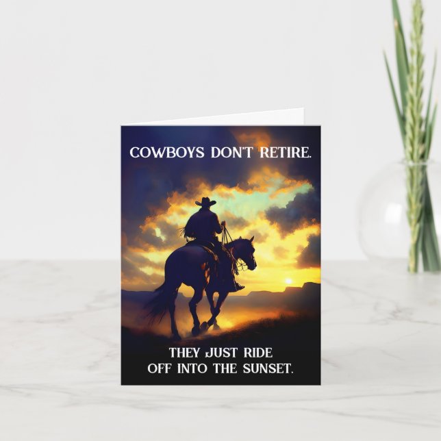 Cowboy, Pferd & Sonnenuntergang Einladung (Vorderseite)