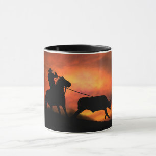 Cowboy Pferd und Steer Roping Tasse