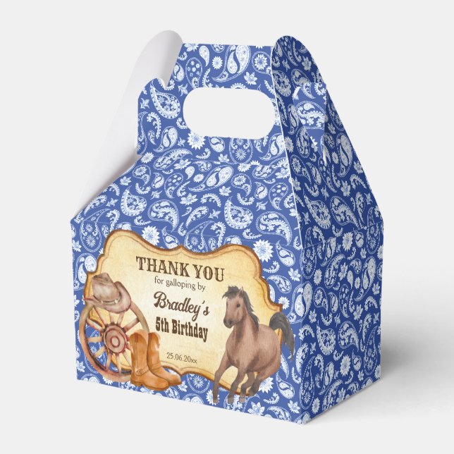 Cowboy Pferde Paisley Western Party Geschenk Geschenkschachtel (Vorderseite)
