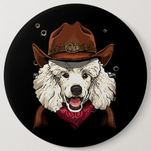 Cowboy Poodle Western Rodeo Cowboy Hat und Bandana Button