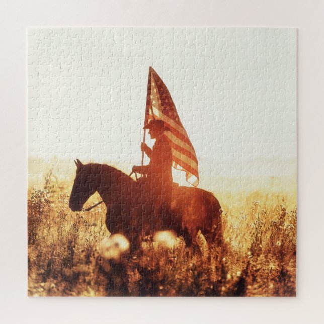 Cowboy Portrait USA Flag Thema. (Vertikal)