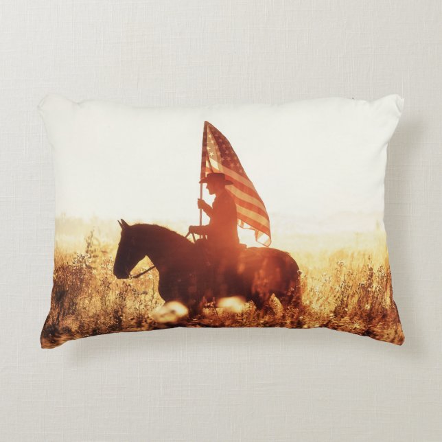 Cowboy Portrait USA Flag Thema. Dekokissen (Vorderseite)