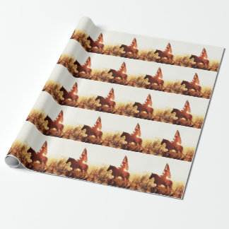 Cowboy Portrait USA Flag Thema. Geschenkpapier