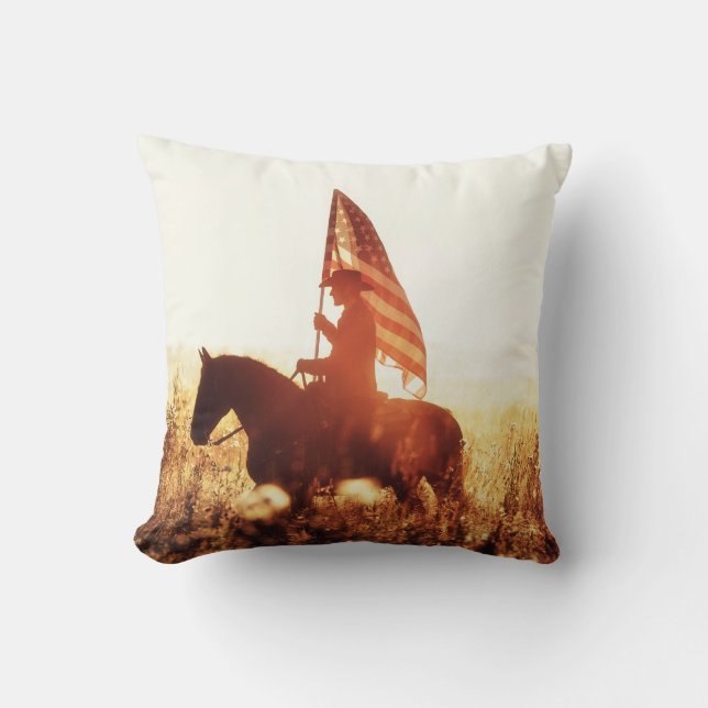 Cowboy Portrait USA Flag Thema. Kissen (Vorderseite)