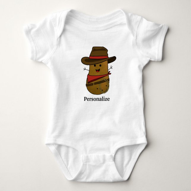 Cowboy Potato Personalisiert Baby Strampler (Vorderseite)