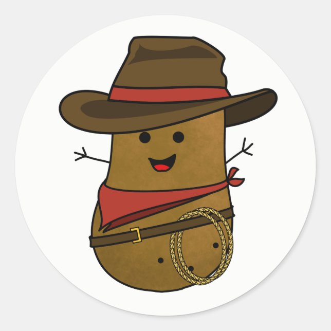Cowboy Potato Runder Aufkleber (Vorderseite)