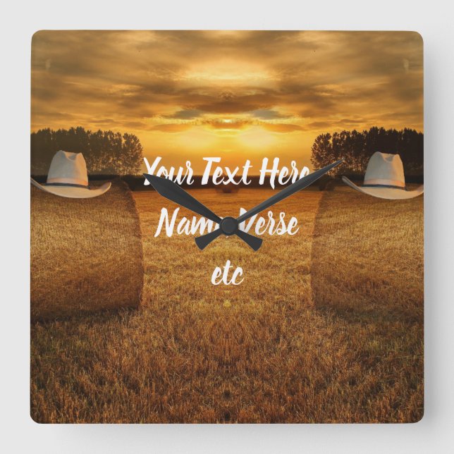 Cowboy Quadratische Wanduhr (Vorderseite)