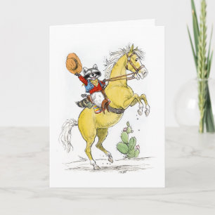 Cowboy Raccoon Happy Birthday! Karte