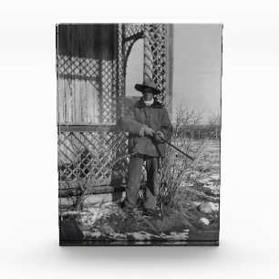 Cowboy Rancher oder kanadischer Outlaw des alten W Fotoblock