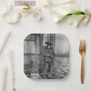 Cowboy Rancher oder kanadischer Outlaw des alten W Pappteller
