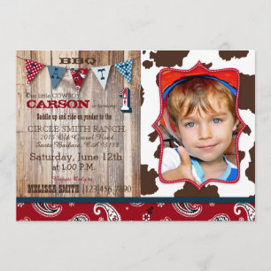 Cowboy Red Bandanna Western Thema Geburtstag Einladung