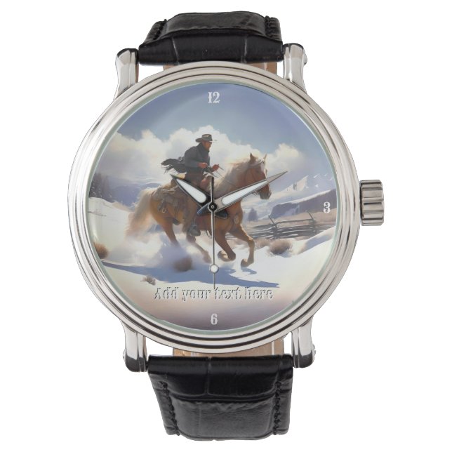 Cowboy Reiten beim Palomino Pferd Armbanduhr (Vorderseite)